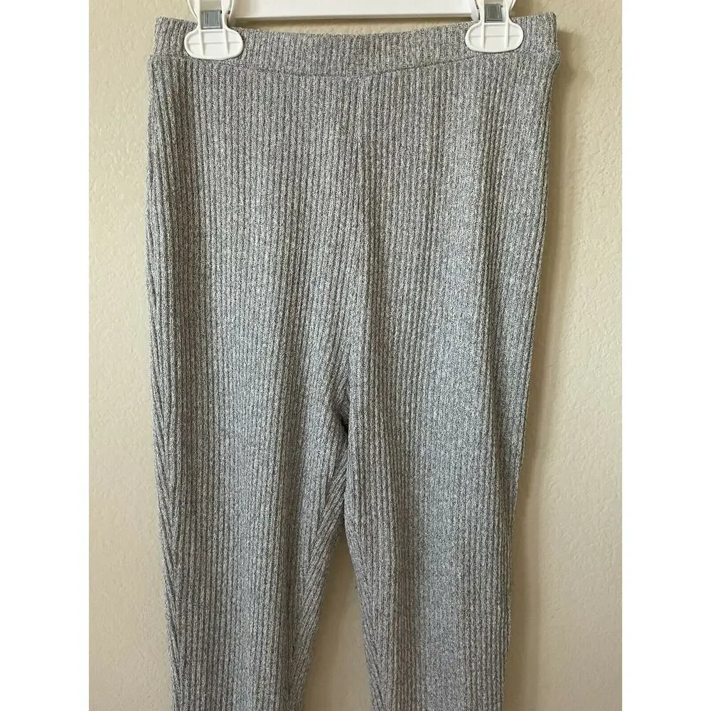 MESHKI Fauve Grey Gray Rib Knit Lined Skinny Pants Size XS Inseam 26.5